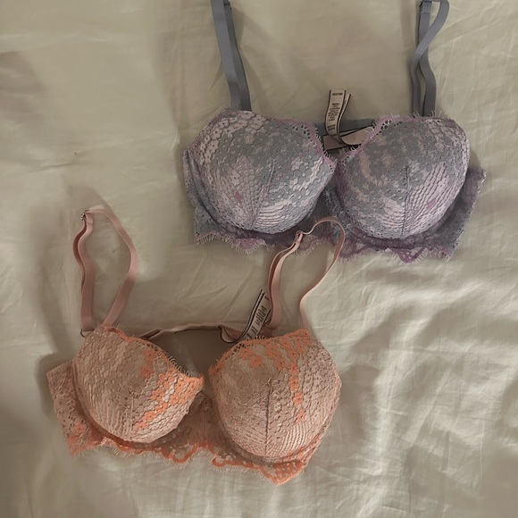 *3 for 20* Victoria’s Secret Lace Bras in Orange & Purple, Size 32C, - Picture 1 of 10
